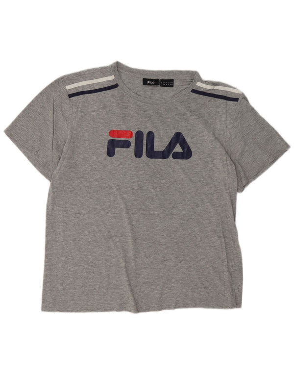 FILA Mens Graphic T-Shirt Top Medium Grey Flecked Cotton