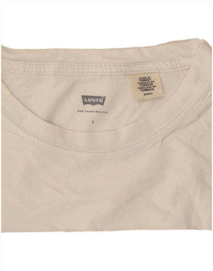 LEVI'S Womens Oversized Graphic T-Shirt Top UK 10 Small Off White