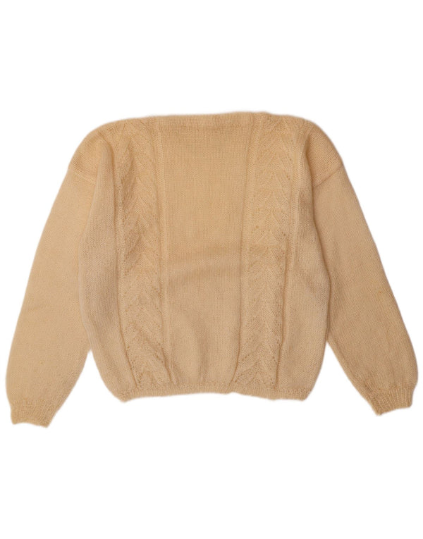 VINTAGE Womens Boat Neck Jumper Sweater UK 16 Large Off White