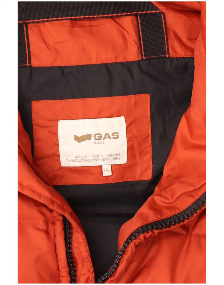 GAS Mens Basic Hooded Padded Jacket UK 2XL Orange Polyamide