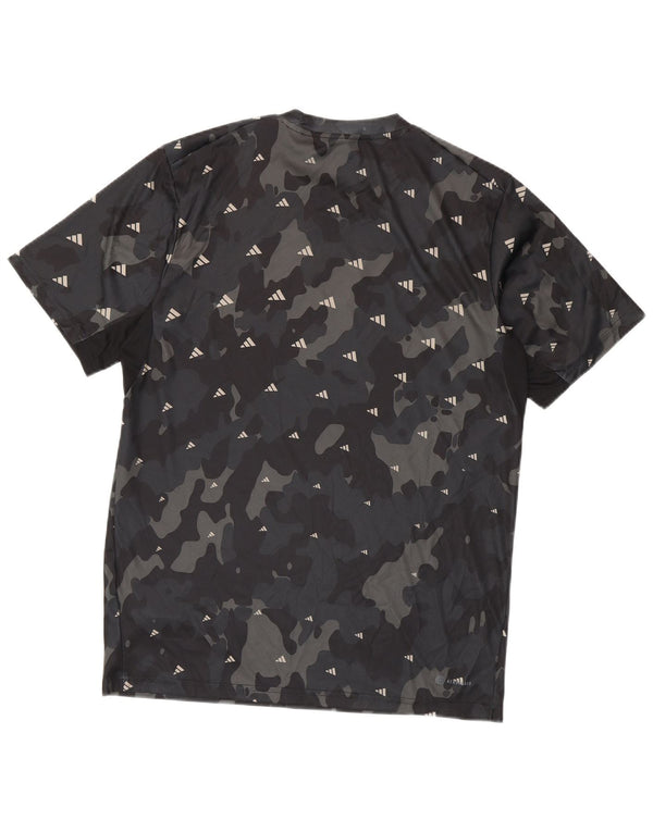 Adidas Mens Aeroready Graphic T-Shirt Top Medium Black Camouflage Polyester