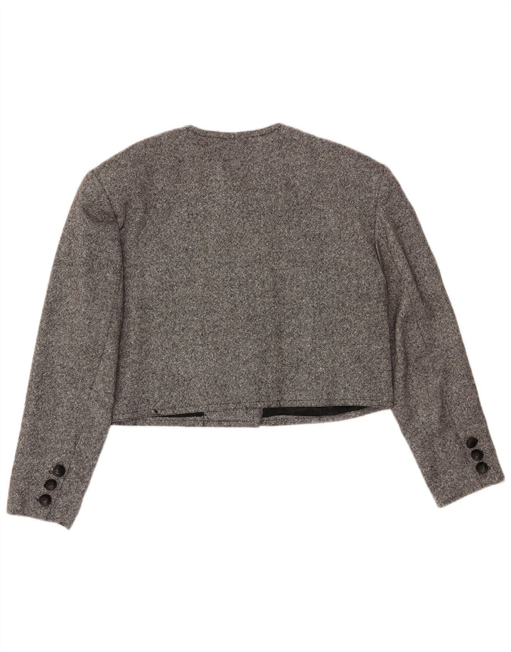 MONDI Womens Double Breasted Bolero Jacket EU 42 Large Grey Wool