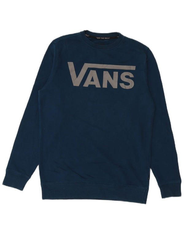 VANS Mens Graphic Sweatshirt Jumper Small Blue Cotton