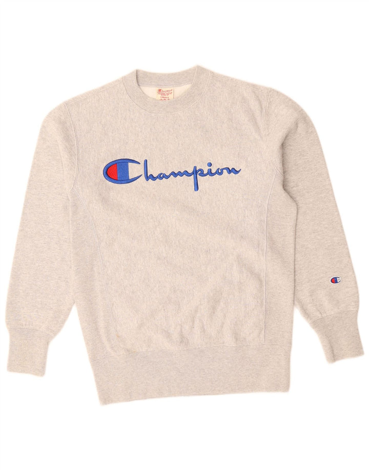 Champion Mens Graphic Sweatshirt Jumper Small Grey Flecked Cotton