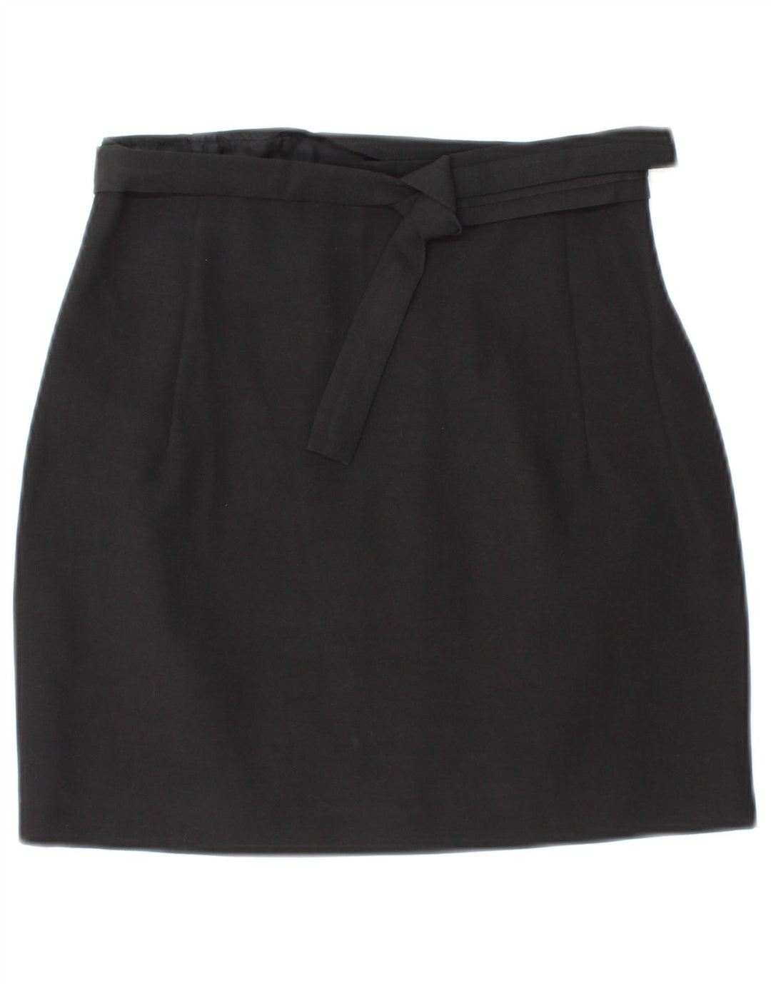 VINTAGE Womens Mini Wrap Skirt IT 42 Medium W26 Black Wool