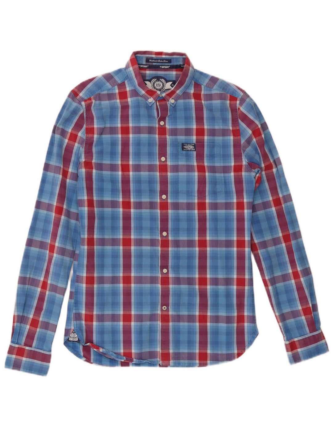 Superdry Mens Shirt Small Blue Check Cotton