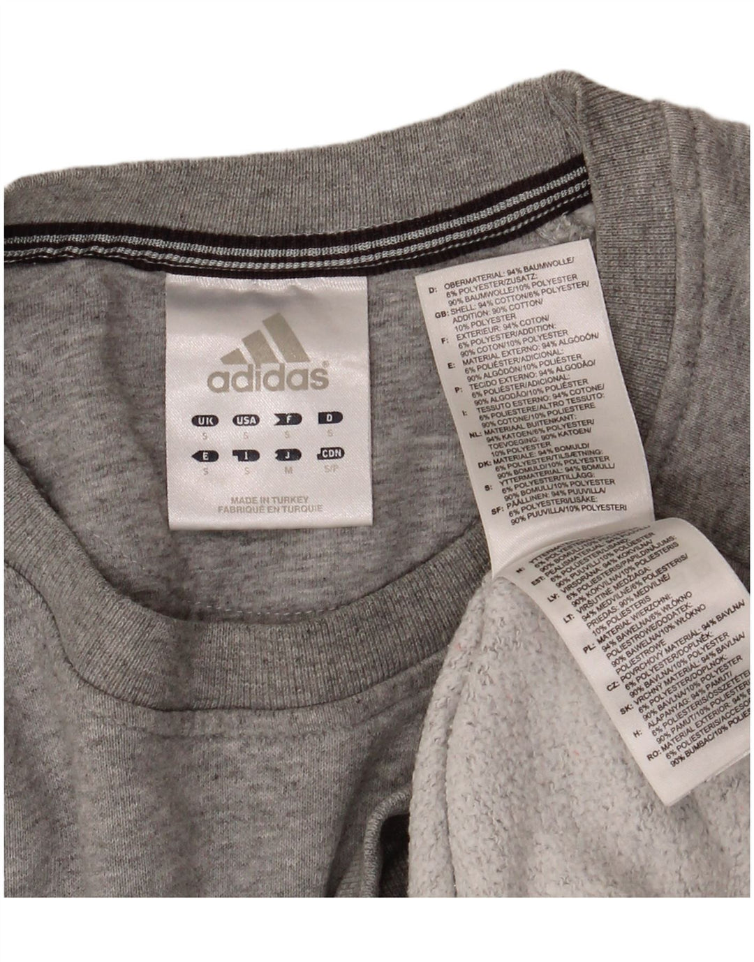 ADIDAS Mens Sweatshirt Jumper Small Grey Cotton