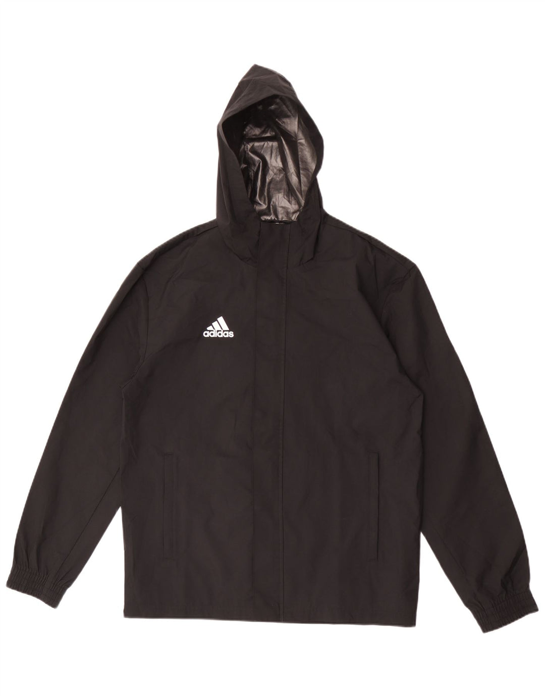 Adidas Mens Hooded Rain Jacket UK 36 Small Black Polyester