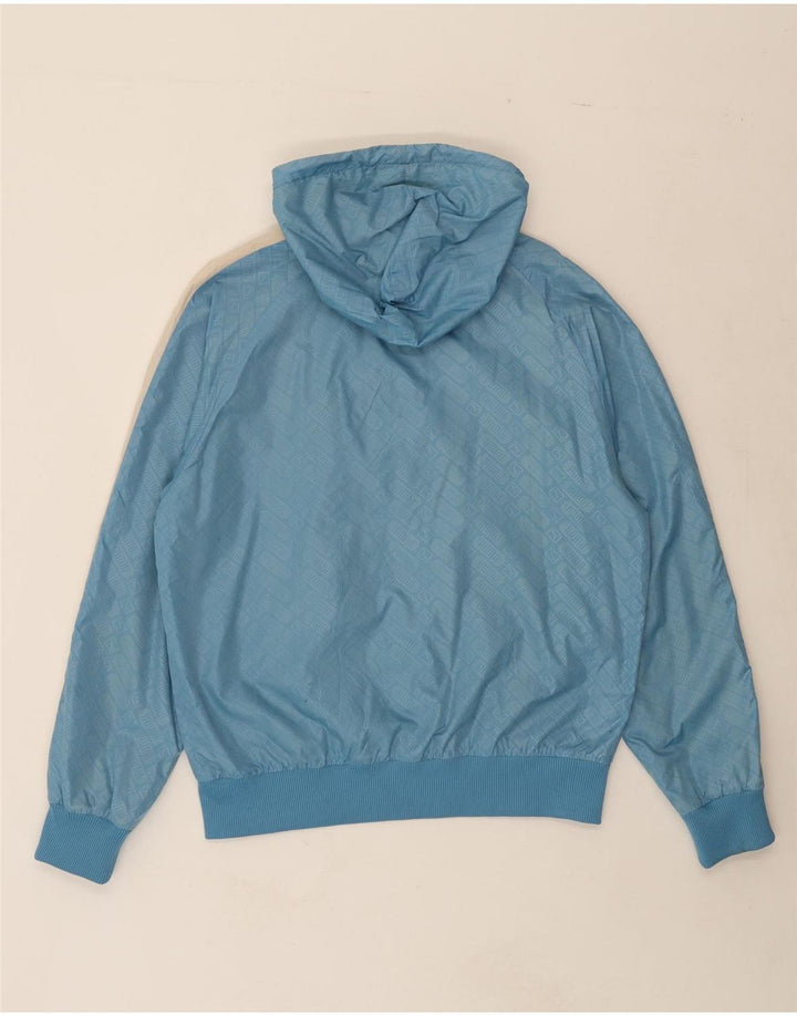 PUMA Mens Hooded Rain Jacket UK 38 Medium Blue Colourblock Nylon Vintage Puma and Second-Hand Puma from Messina Hembry 