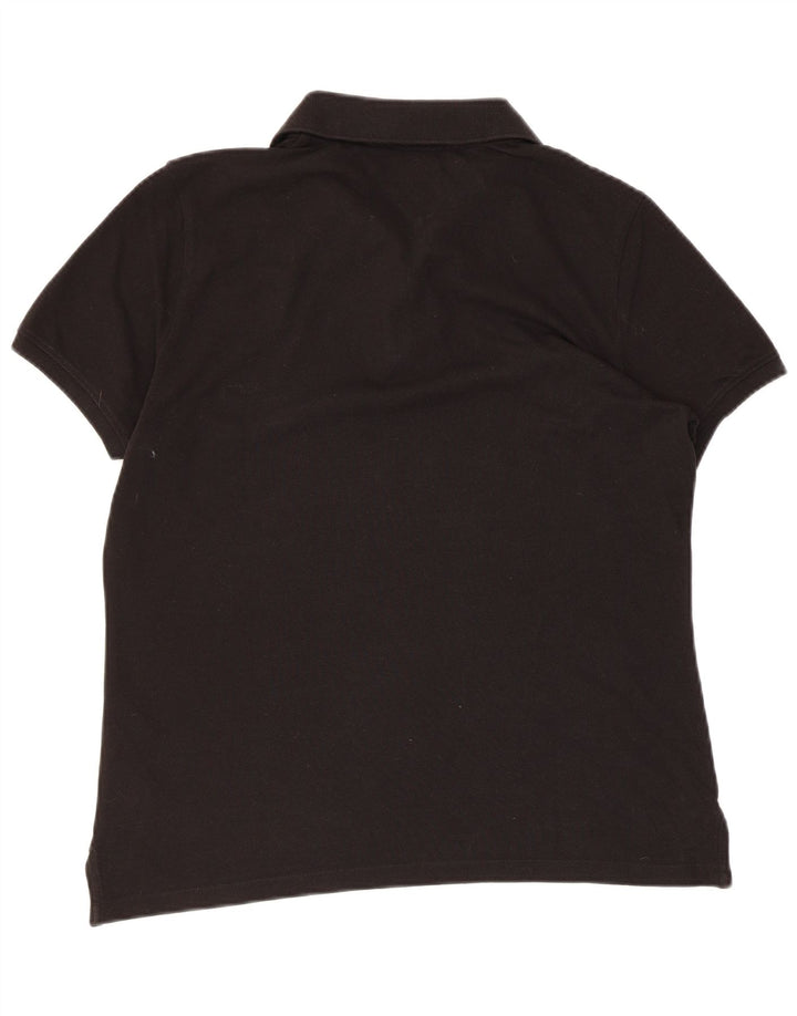 TOMMY HILFIGER Womens Polo Shirt UK 14 Medium Black Cotton