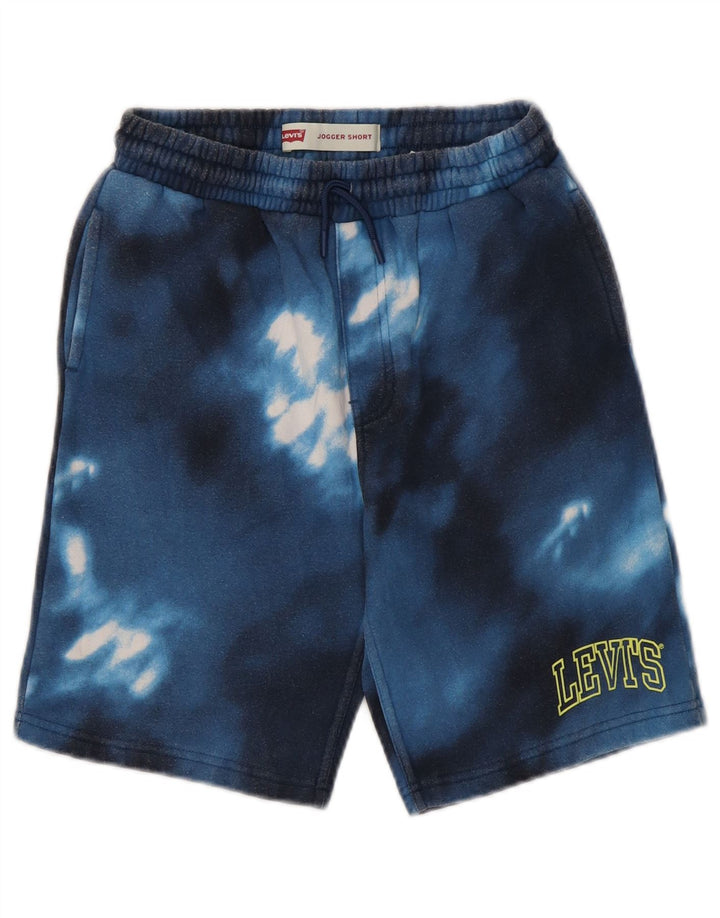 LEVI'S Boys Graphic Sport Shorts 12-13 Years Large Blue Tie Dye Cotton