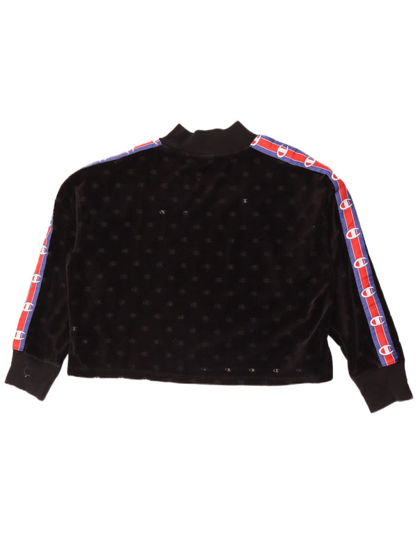 Champion Womens Graphic Sweatshirt Jumper UK 14 Medium Black Colourblock