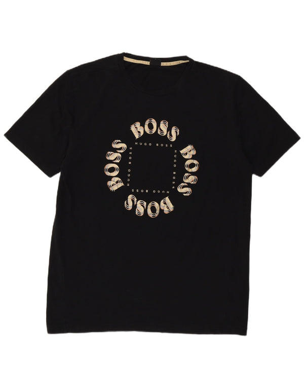 Hugo Boss Mens Graphic T-Shirt Top XL Black Cotton