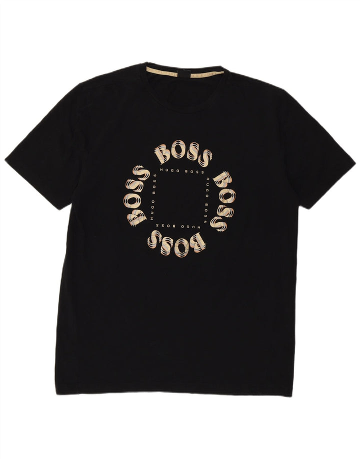 Hugo Boss Mens Graphic T-Shirt Top XL Black Cotton