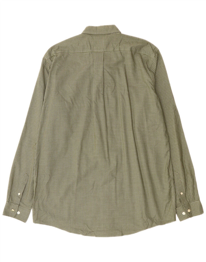 EDDIE BAUER Mens Relaxed Fit Shirt Large Green Check Cotton