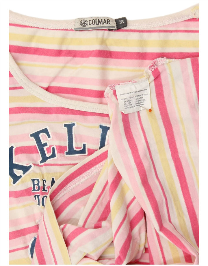 COLMAR Womens Graphic T-Shirt Top UK 12 Medium Multicoloured Striped