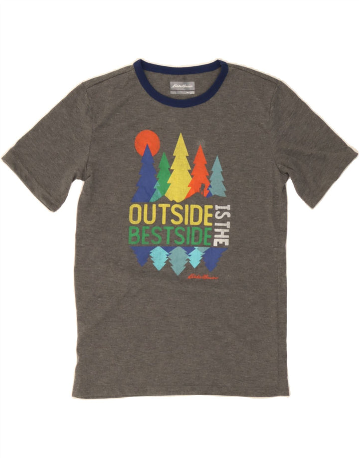 EDDIE BAUER Boys Graphic T-Shirt Top 14-15 Years Large  Grey Polyester Vintage Eddie Bauer and Second-Hand Eddie Bauer from Messina Hembry 