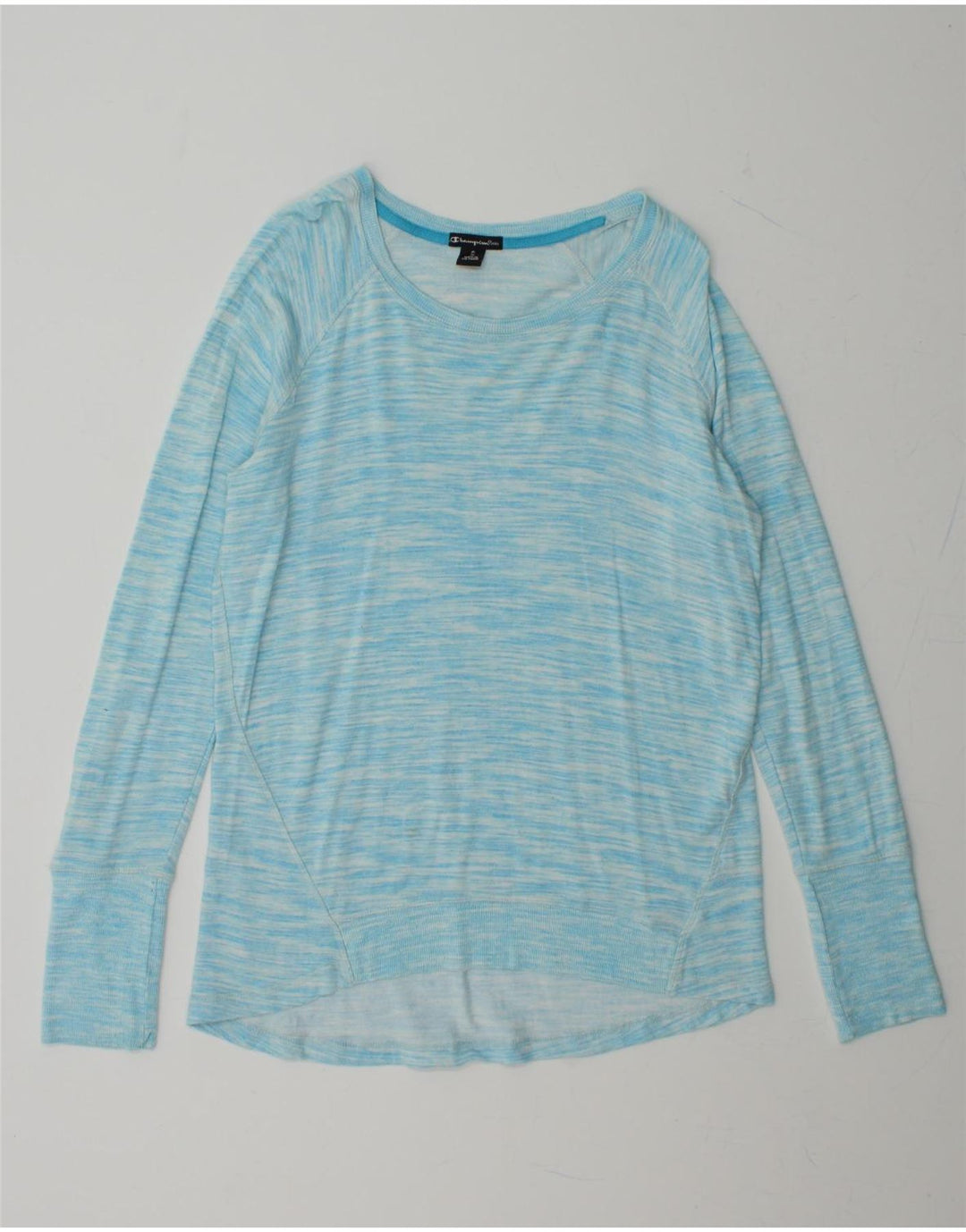 CHAMPION Mens Top Long Sleeve Small Blue Flecked Rayon Vintage Champion and Second-Hand Champion from Messina Hembry 