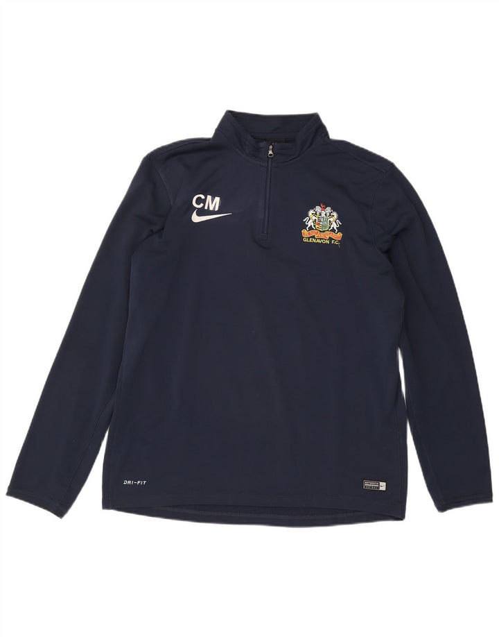 NIKE Mens Dri Fit Zip Neck Pullover Tracksuit Top Large Navy Blue