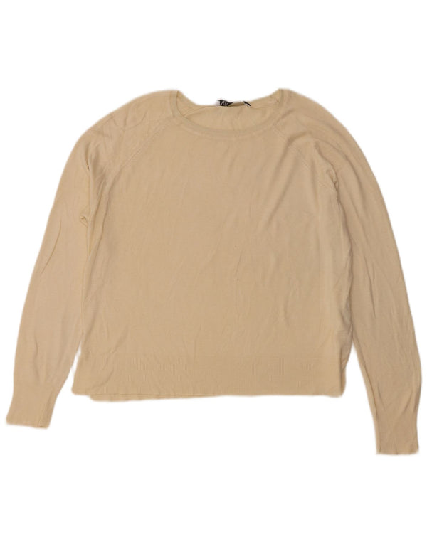 Zara Womens Oversized Boat Neck Jumper Sweater UK 10 Small Beige Viscose