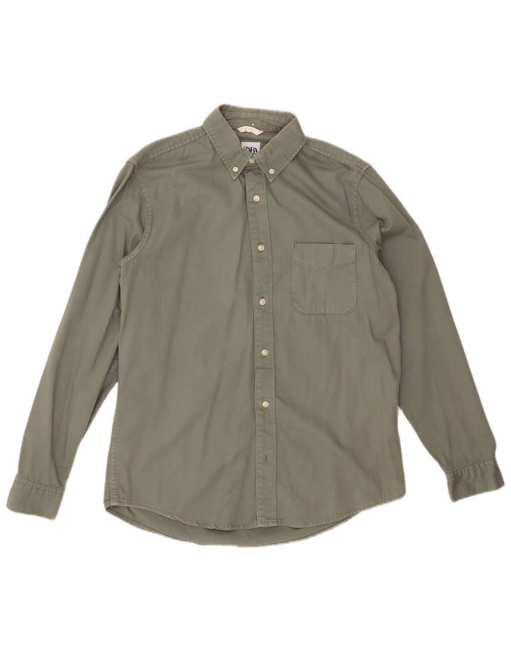ZARA Mens Shirt Small Khaki Cotton
