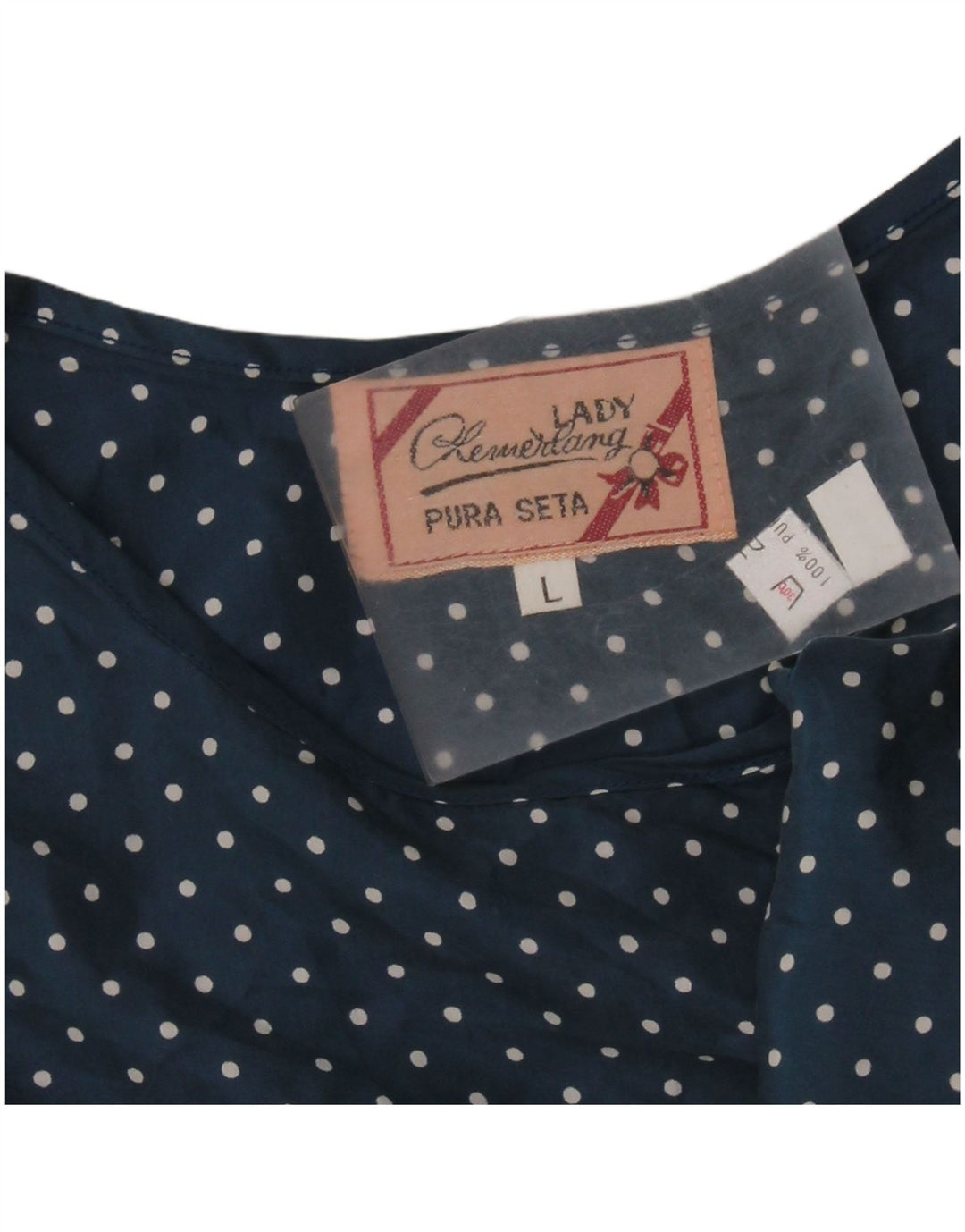 VINTAGE Womens Crop Sleeveless Blouse Top UK 14 Large Navy Blue Spotted