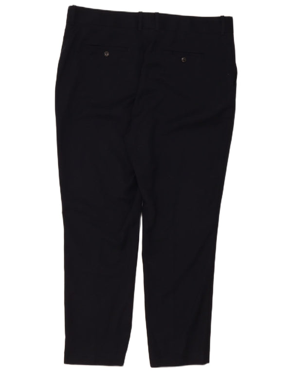 Reiss Womens Slim Fit Casual Trousers UK 18 XL W40 L29 Black Wool