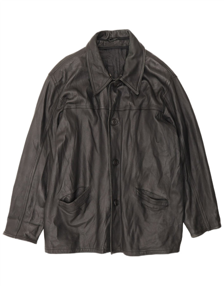 Vintage Mens Leather Coat UK 42 XL Black