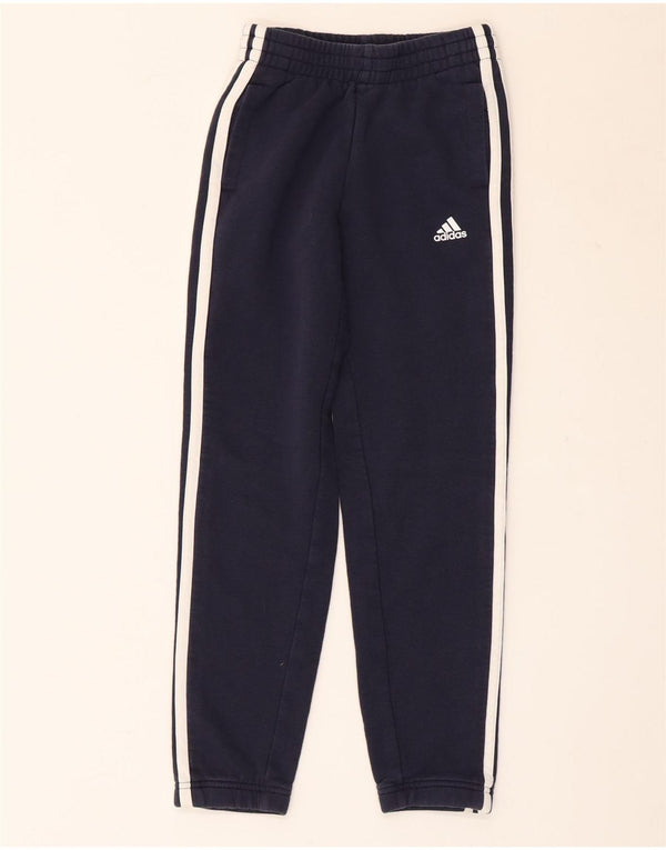 ADIDAS Boys Tracksuit Trousers Joggers 9-10 Years Navy Blue Cotton
