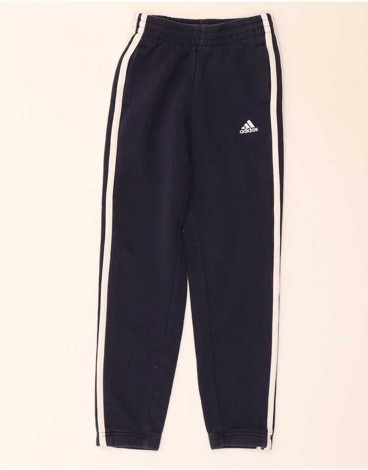 ADIDAS Boys Tracksuit Trousers Joggers 9-10 Years Navy Blue Cotton