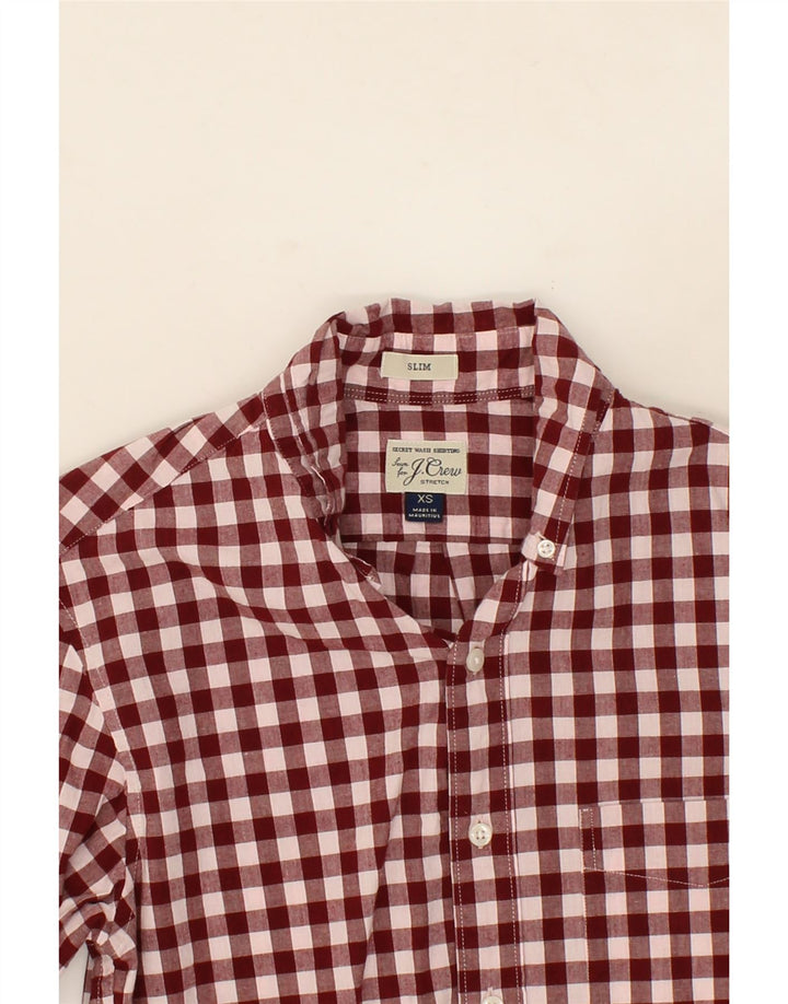J. CREW Mens Slim Shirt XS Maroon Gingham Cotton Vintage J. Crew and Second-Hand J. Crew from Messina Hembry 