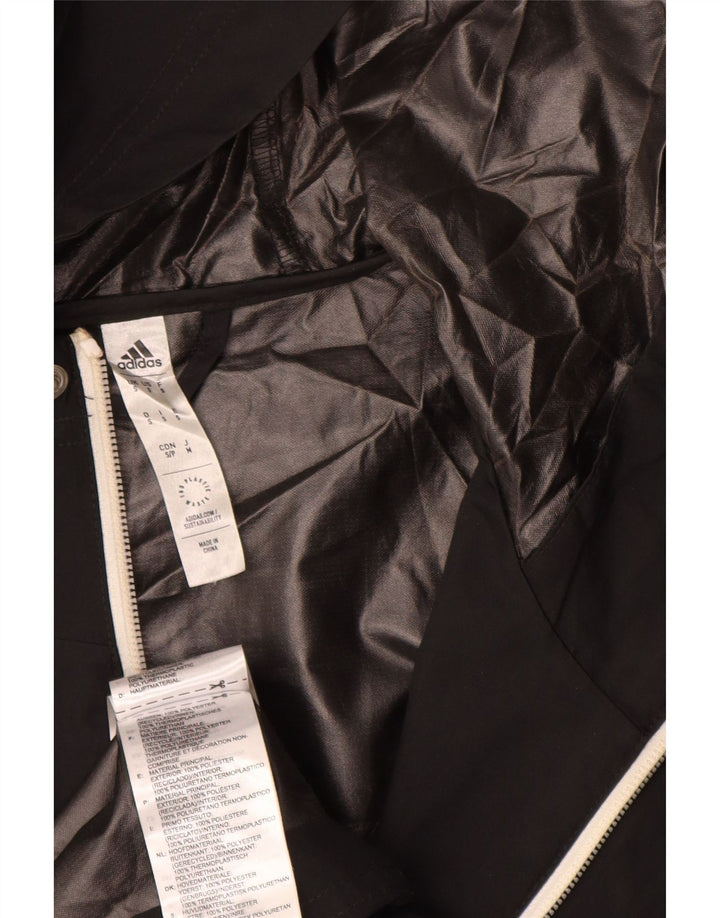 Adidas Mens Hooded Rain Jacket UK 36 Small Black Polyester