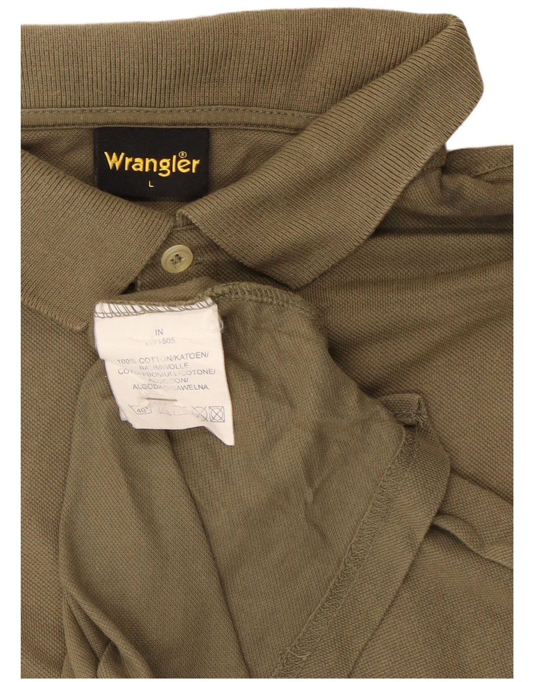 Wrangler Mens Polo Shirt Large Khaki Cotton