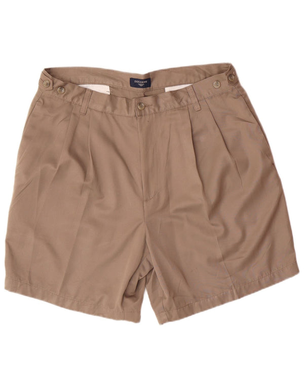 DOCKERS Mens Pegged Chino Shorts W36 Large Brown Polyester