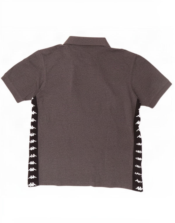 Kappa Mens Graphic Polo Shirt Large Grey Colourblock Cotton