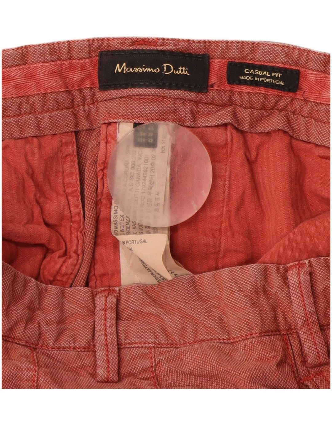 MASSIMO DUTTI Mens Casual Fit Chino Trousers EU 42 Large W32 L32 Red