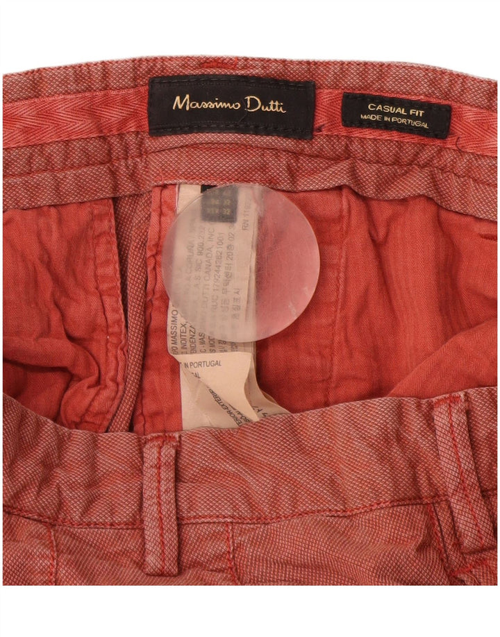 MASSIMO DUTTI Mens Casual Fit Chino Trousers EU 42 Large W32 L32 Red