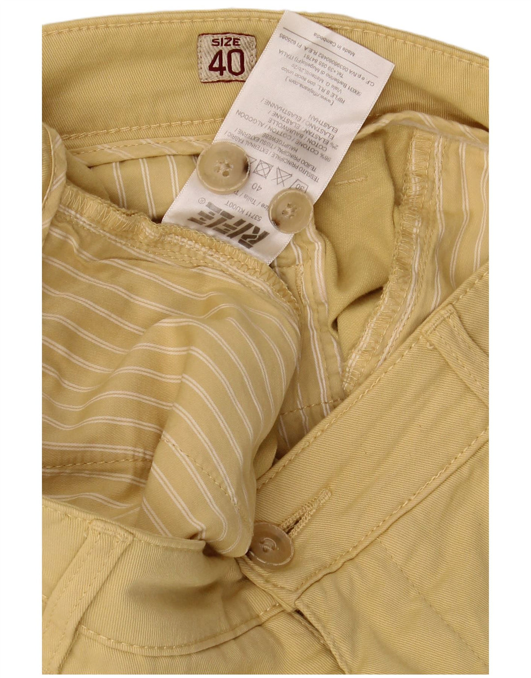 RIFLE Mens Chino Shorts W40 XL Yellow Cotton