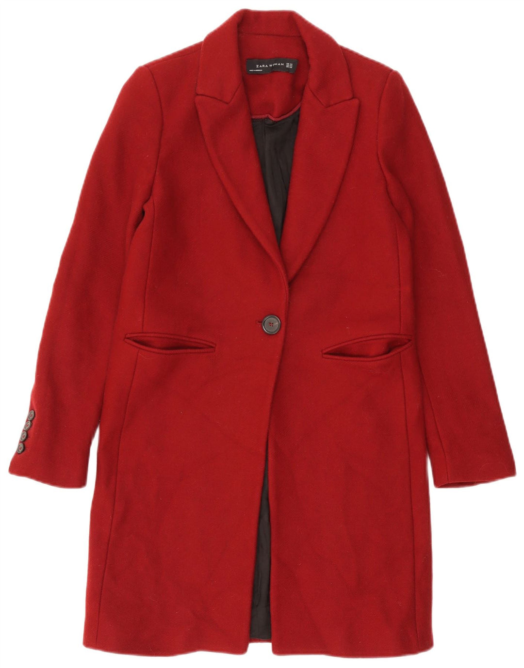 ZARA Womens Overcoat UK 6 XS Red Polyester