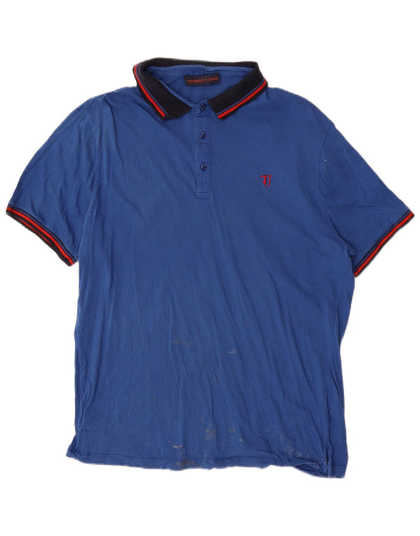 Trussardi Jeans Mens Polo Shirt 2XL Blue Cotton