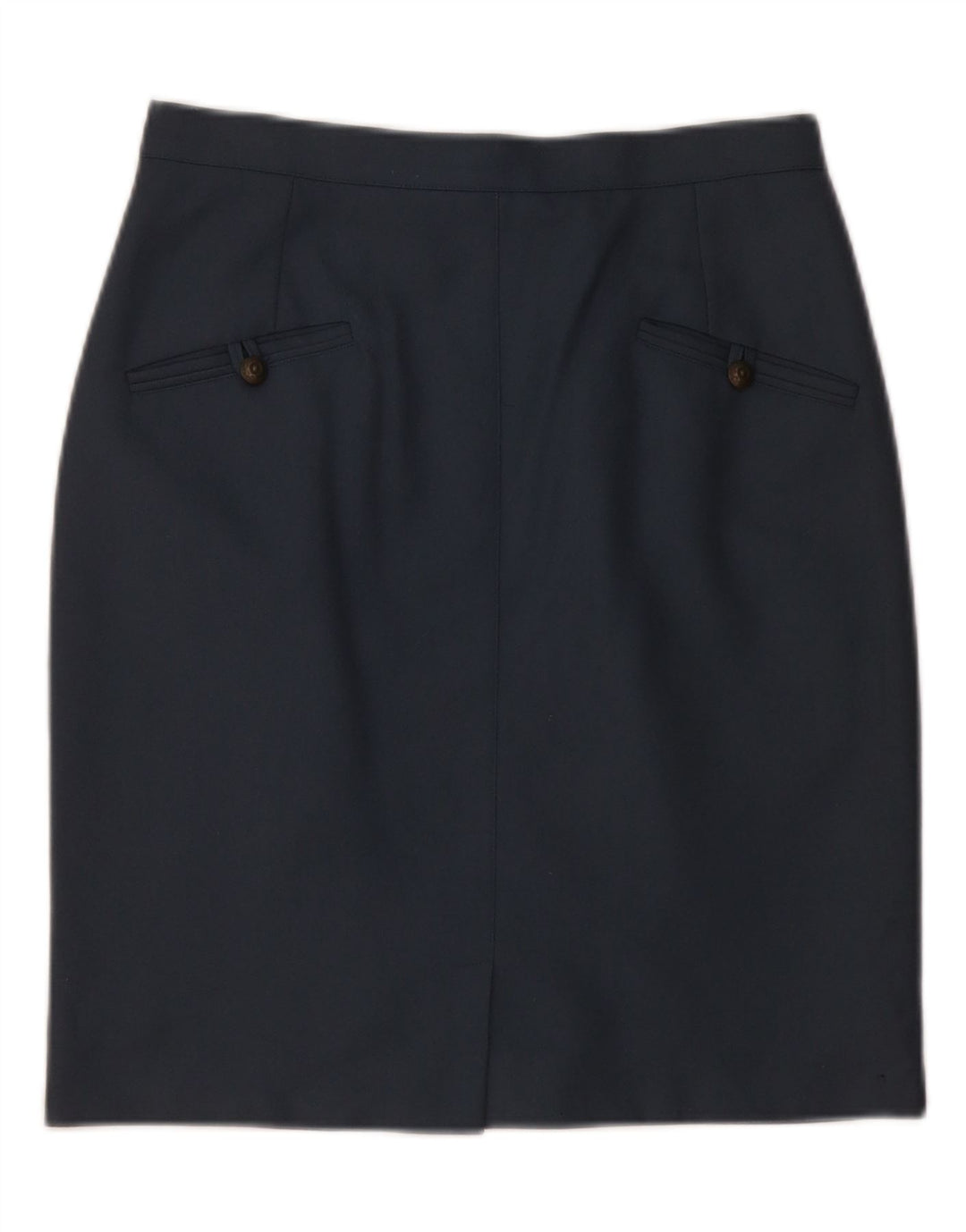 VINTAGE Womens Pencil Skirt Medium W28 Navy Blue Wool