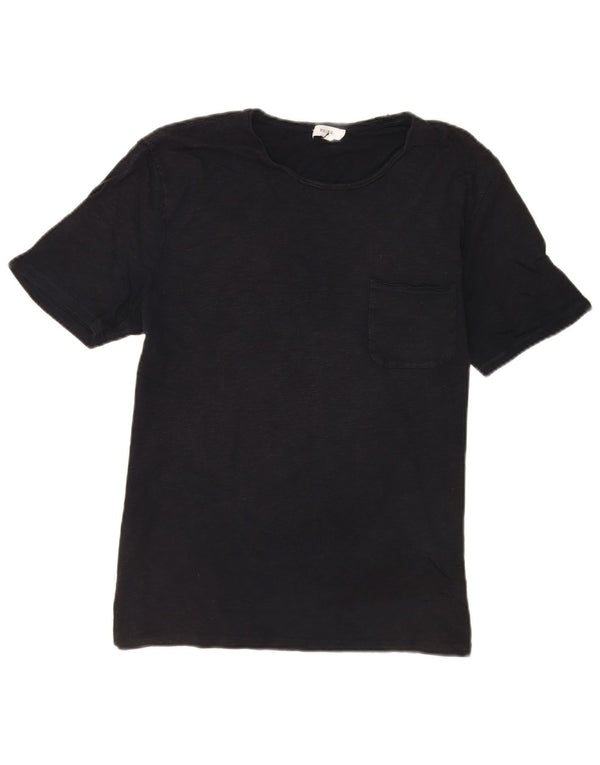 Reiss Mens T-Shirt Top Large Black Flecked Cotton