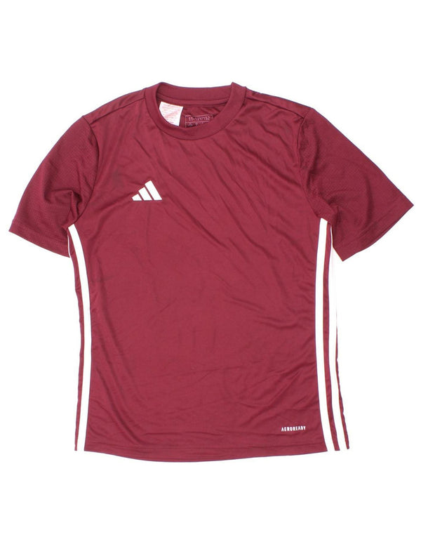 Adidas Boys Aeroready T-Shirt Top 11-12 Years Burgundy Polyester