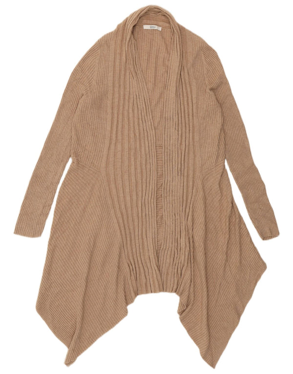 Marks & Spencer Womens Asymmetric Open Cardigan Sweater UK 16 Large Beige