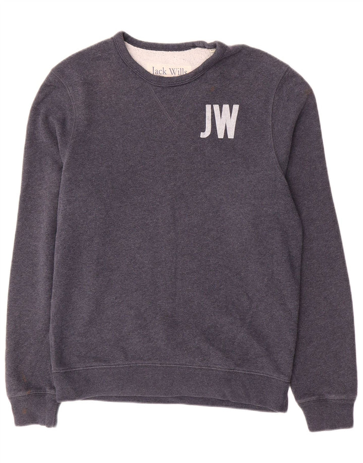 Jack Wills Mens Graphic Sweatshirt Jumper Medium Navy Blue Cotton