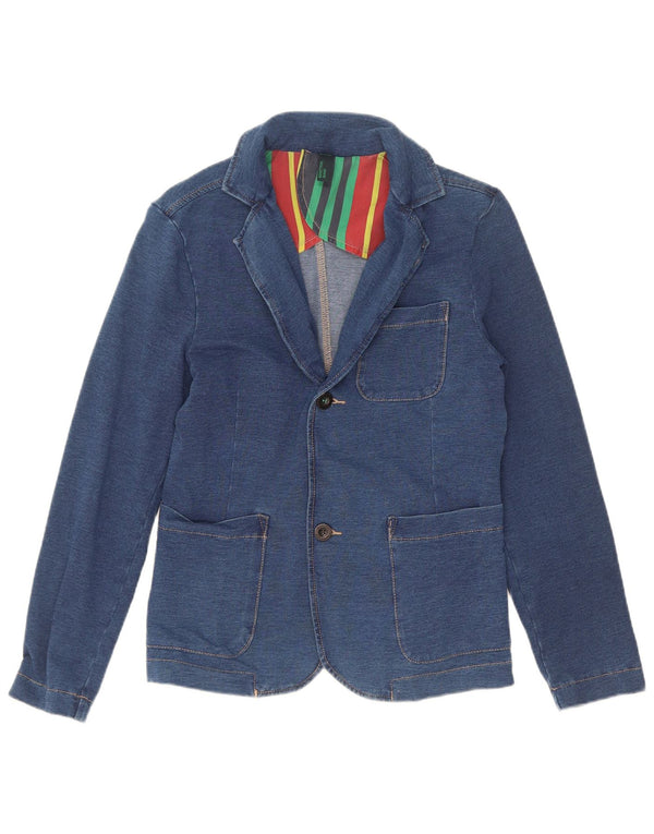 Benetton Girls 2 Button Denim Blazer Jacket 11-12 Years 2XL Blue Cotton