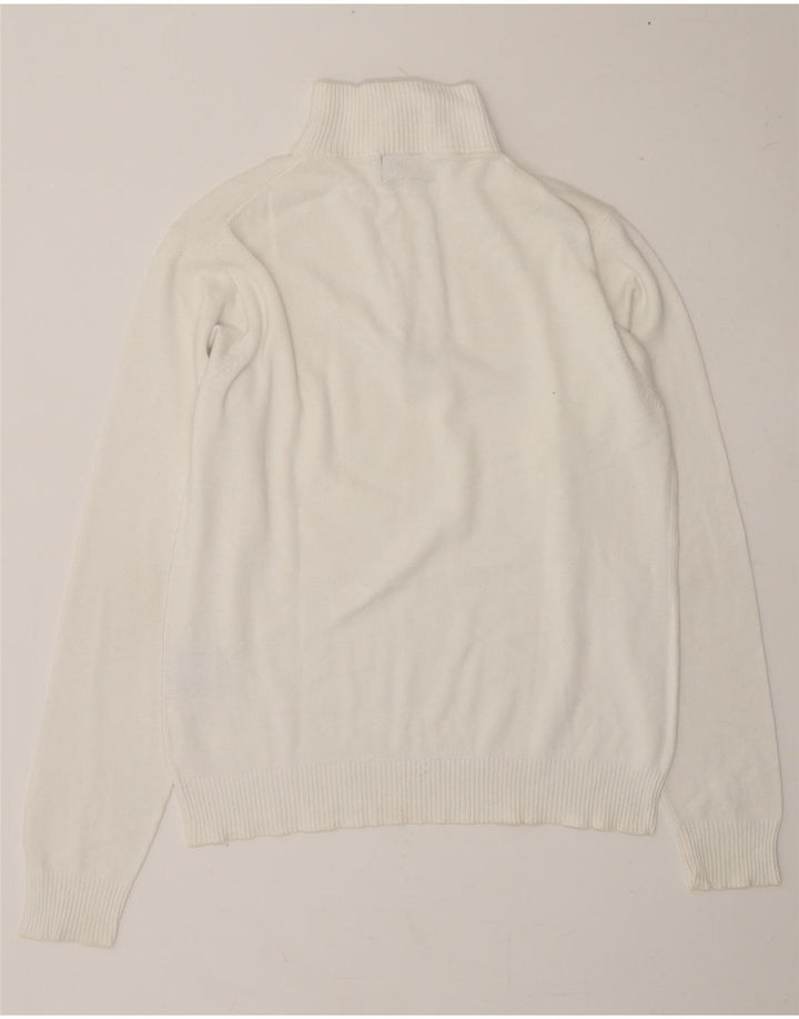 KAPPA Mens Zip Neck Jumper Sweater Small White Cotton Vintage Kappa and Second-Hand Kappa from Messina Hembry 