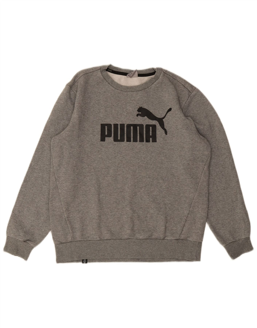 PUMA Mens Graphic Sweatshirt Jumper Medium Grey Flecked Cotton