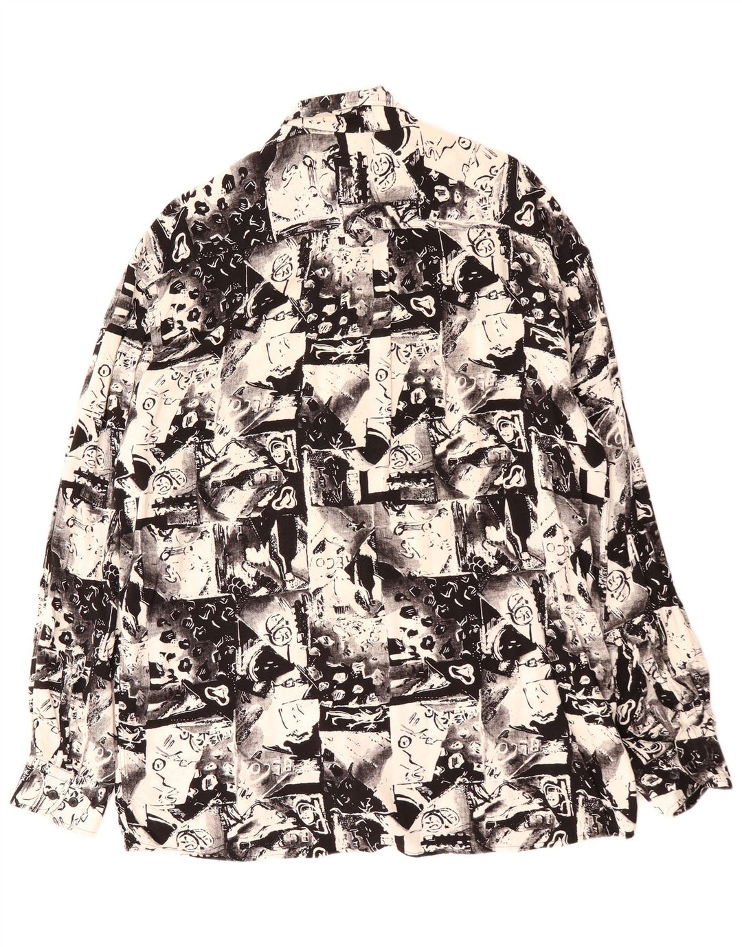 VINTAGE Mens Abstract Pattern Shirt Size 41 Large Black