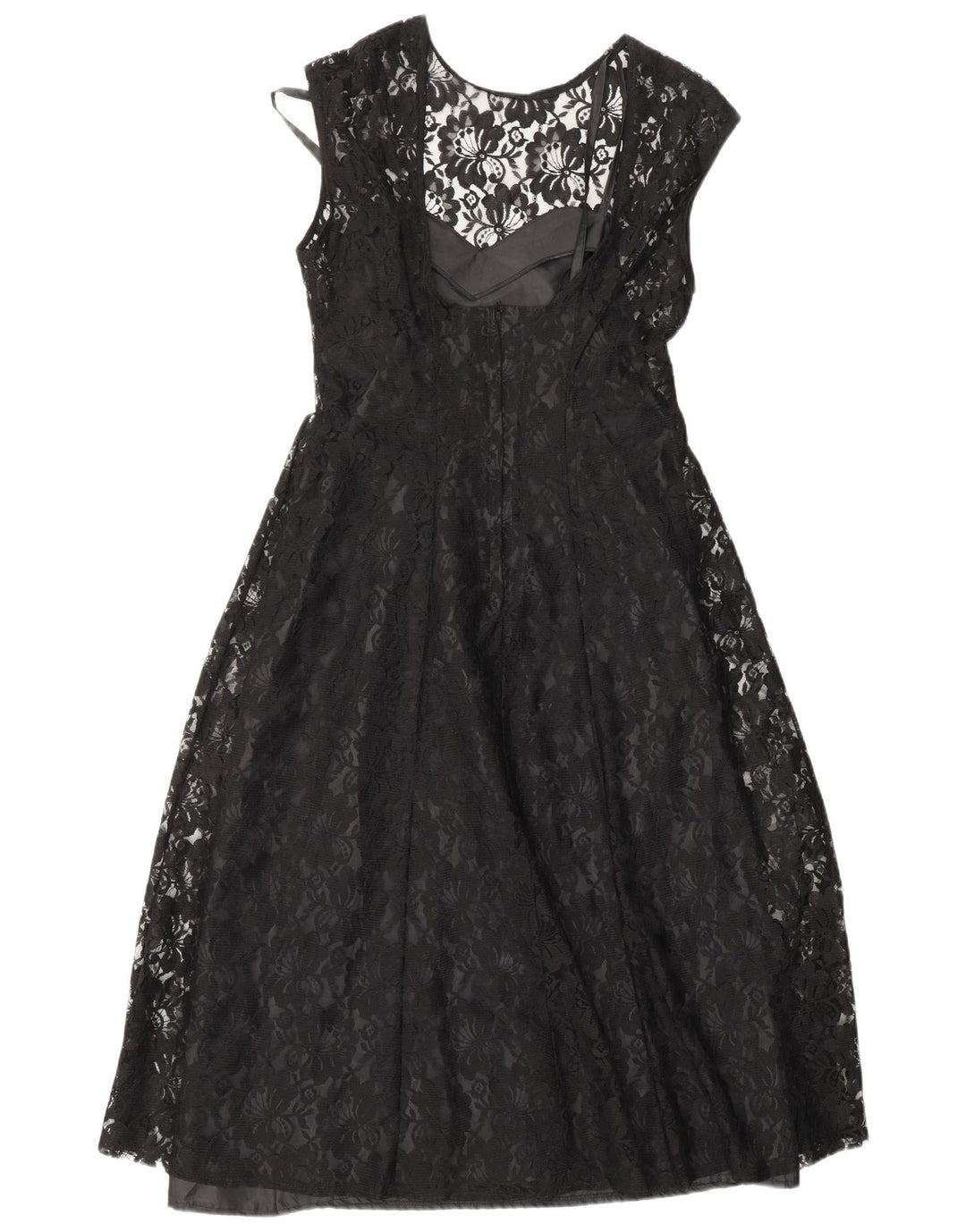 CLASSIC Womens A-Line Dress UK 12 Medium Black Floral Nylon